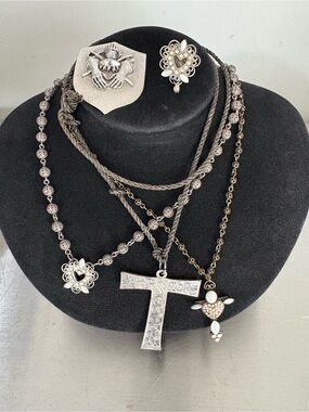 Lot of 5 pieces La Contessa and more Medieval revival jewelry necklace brooch